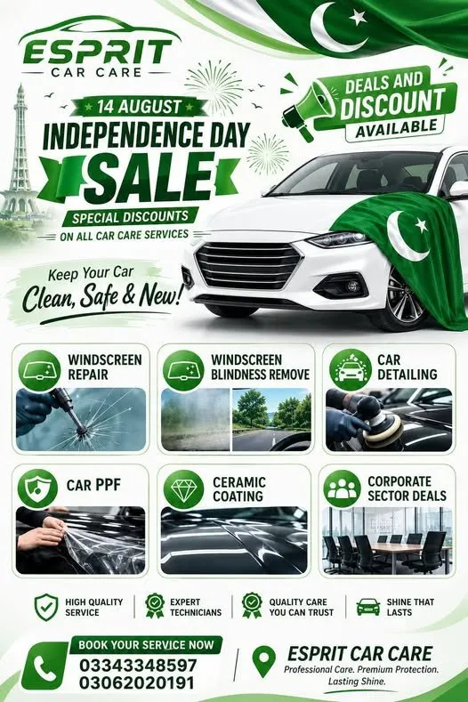 14 August Independence Day 🇵🇰 | Special Discounts on All Car Care Services! For Sale in Gulistan-e-Jauhar | Karachi Ads - photo 1