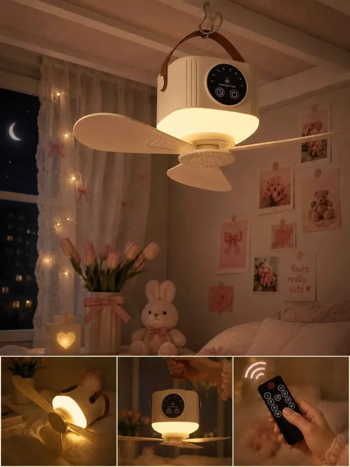 2 in 1 Rechargeable Portable Fan with Light for Sale in Gulistan-e-Jauhar, Karachi - photo 2