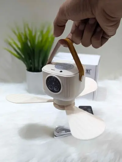2 in 1 Rechargeable Portable Fan with Light for Sale in Gulistan-e-Jauhar, Karachi - photo 4