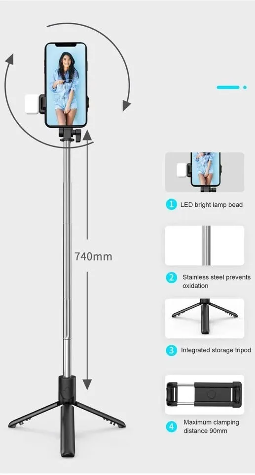 4-in-1 Bluetooth Selfie Stick - For Sale in Gulistan-e-Jauhar, Karachi - photo 4