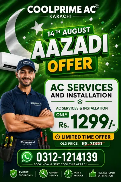 Ac Service & Installation only 1,299 | 14AUGUST Aazadi offer limited time offer in Gulshan-e-Iqbal, Karachi