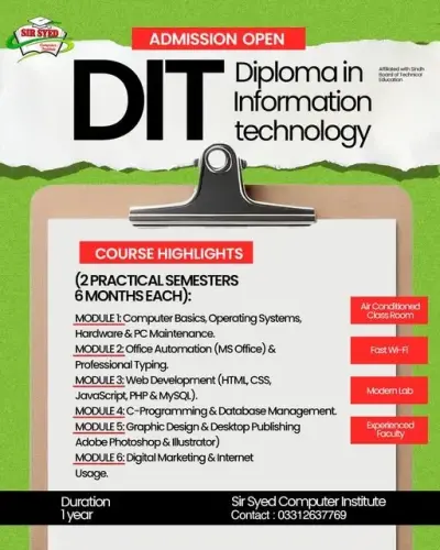 ADMISSION OPEN — Diploma in Information Technology (DIT)