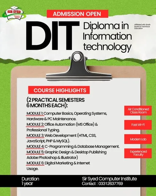 ADMISSION OPEN — Diploma in Information Technology (DIT) - photo 1