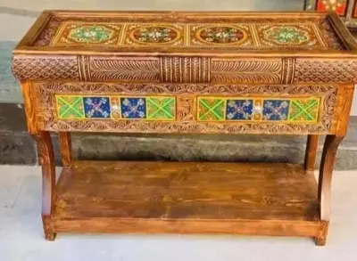 Antique style console table with frame  Made of solid wood - photo 2