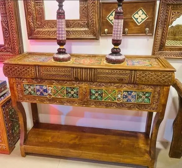 Antique style console table with frame Made of solid wood - photo 3