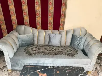 5 seater light blue heavy duty sofa set | KarachiAds