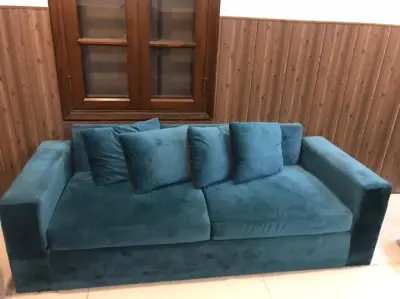 Beautiful Teal Velvet Sofa Set – Excellent Condition