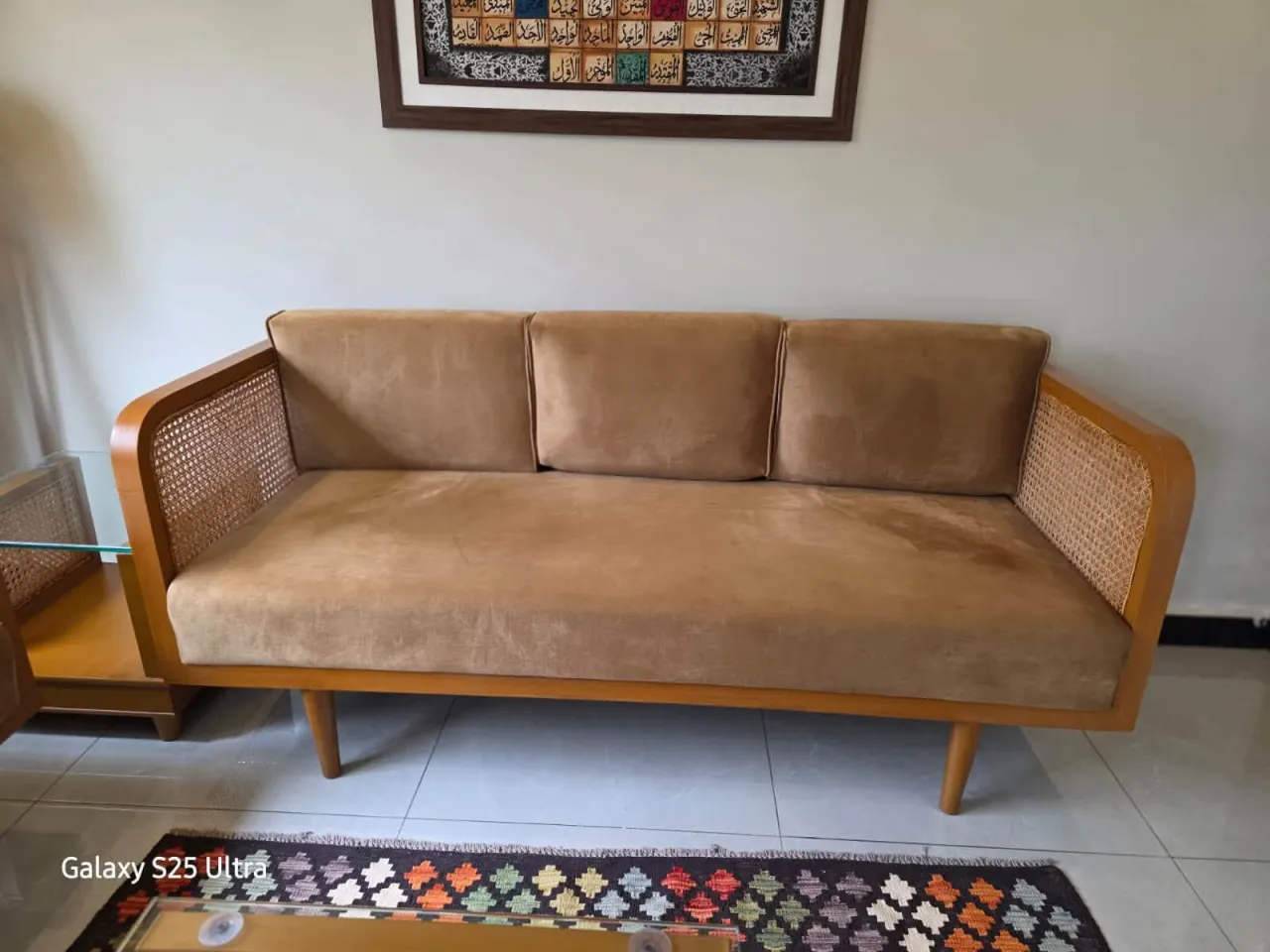 1 sofa cane and solid wood with 1 centre table and 2 side table For Sale in Karachi, Karachi - photo 4