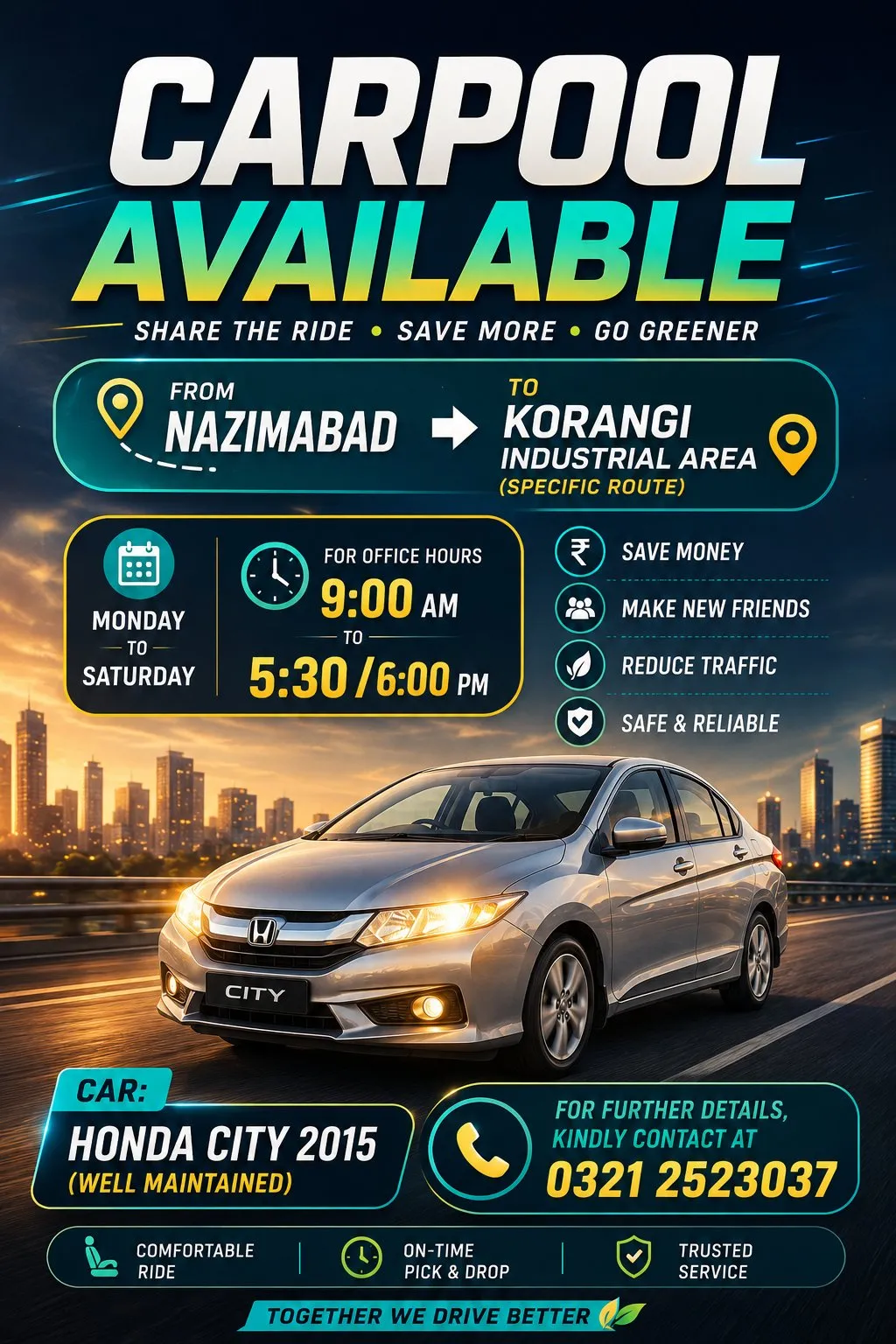 carpool available in Gulistan-e-Jauhar | Karachi Ads - photo 1