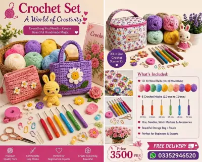 Crochet set with yarn