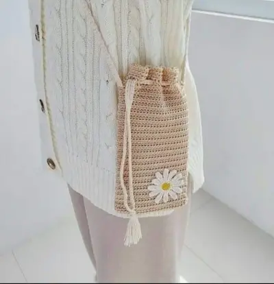 Crochet Sunflower Mobile Side Pouch