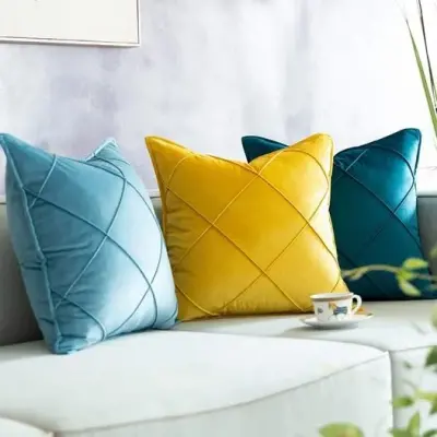 Cushions made with velvet fabric in various desired colors.