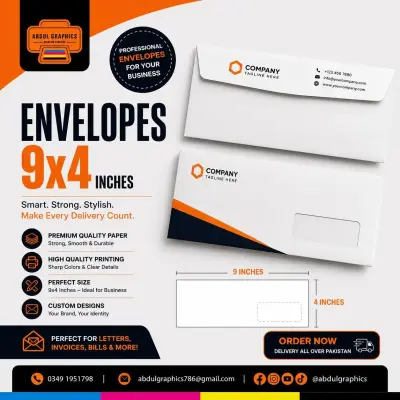 Custom Envelope Printing Services | Premium Business Envelopes | Abdul Graphics Printing Services in Pakistan Chowk | Karachi Ads