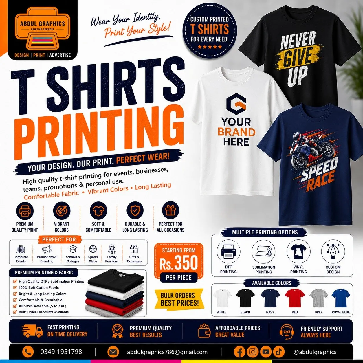 Custom T-Shirt Printing | Abdul Graphics Printing Services in Pakistan Chowk | Karachi Ads - photo 1