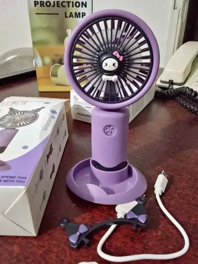 Cute Cartoon Mini Handheld Fan | USB Rechargeable | 3 Speed | Portable Fan for Sale in Saddar, Karachi