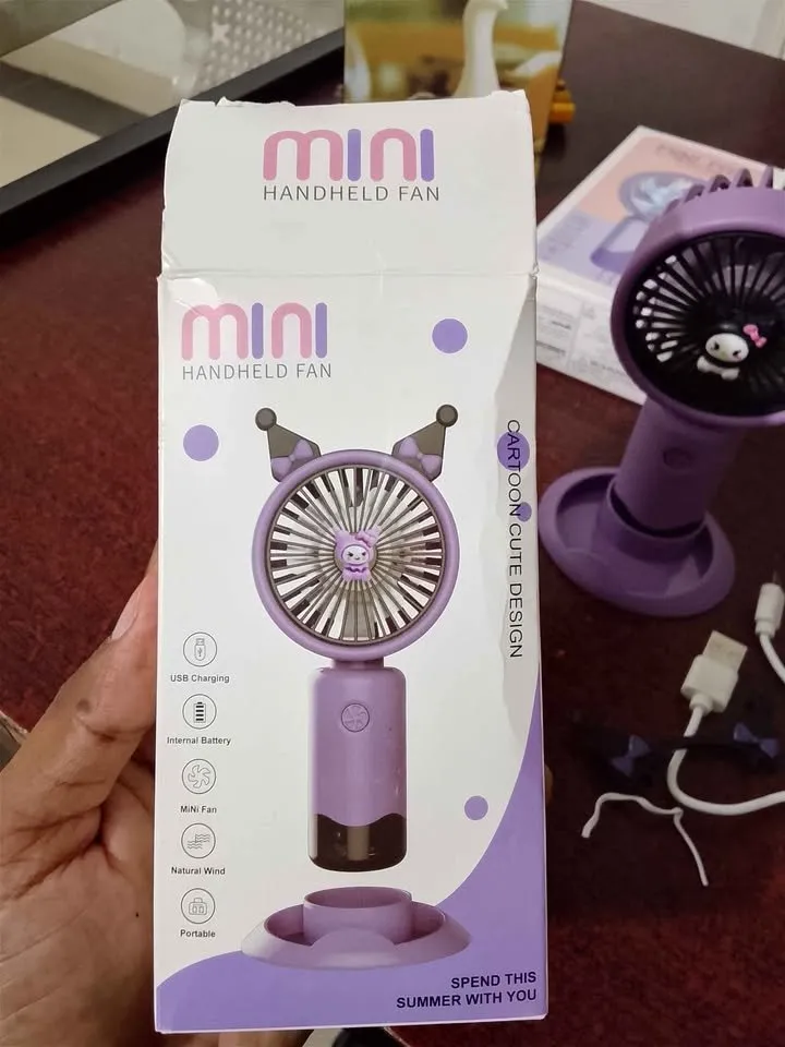 Cute Cartoon Mini Handheld Fan | USB Rechargeable | 3 Speed | Portable Fan for Sale in Saddar, Karachi - photo 2