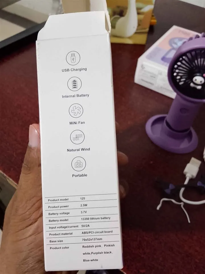Cute Cartoon Mini Handheld Fan | USB Rechargeable | 3 Speed | Portable Fan for Sale in Saddar, Karachi - photo 4