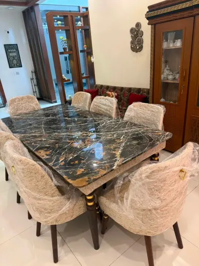 8 seater imported wooden and marble dining table For| KarachiAds