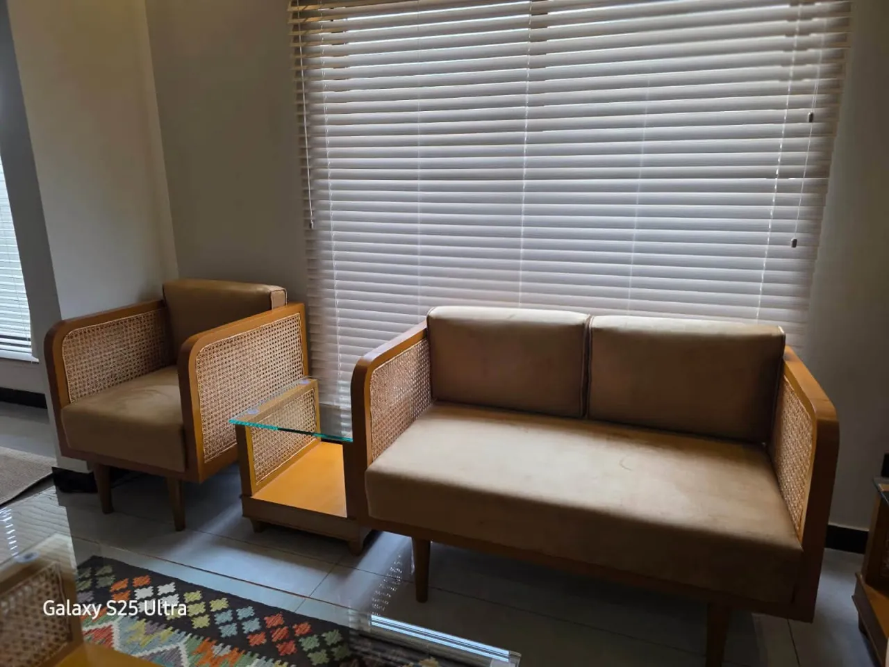 1 sofa cane and solid wood with 1 centre table and 2 side table For Sale in Karachi, Karachi - photo 2