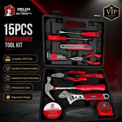 🧰 DELIXI 15PCS Maintenance Tool Kit