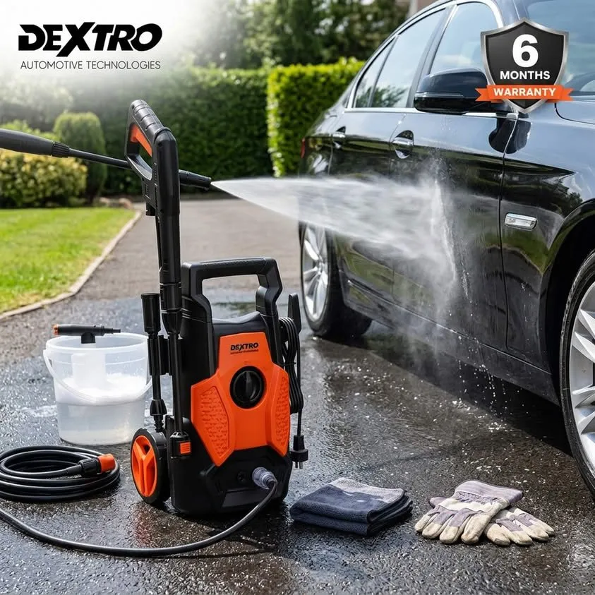 DEXTRO High Pressure Washer – Powerful Car Wash Machine with Foam Bottle | 6 Months Warranty For Sale in Gulshan-e-Iqbal | Karachi Ads - photo 1