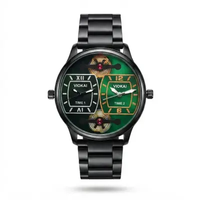 Dual Dial Metal Band Watch for Men