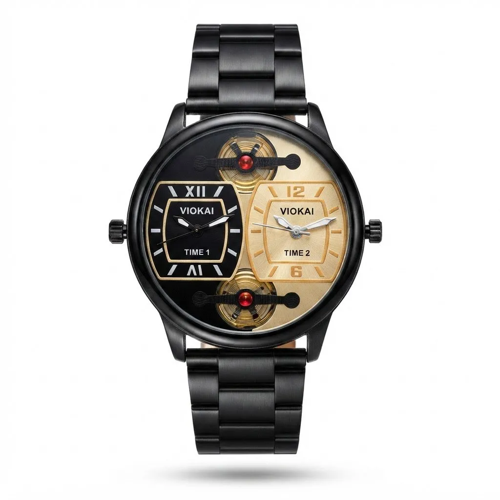 Dual Dial Metal Band Watch for Men - photo 2