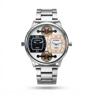 Dual Dial Metal Band Watch for Men - photo 3