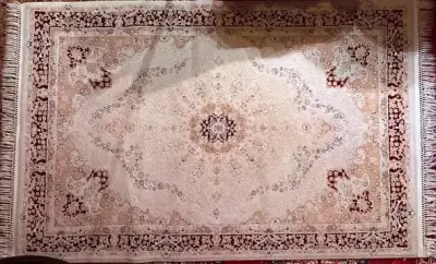 Elegant Persian-Style Medallion Rug – Cream & Burgundy (Excellent Condition - photo 2