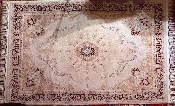 Elegant Persian-Style Medallion Rug – Cream & Burgundy (Excellent Condition - photo 2