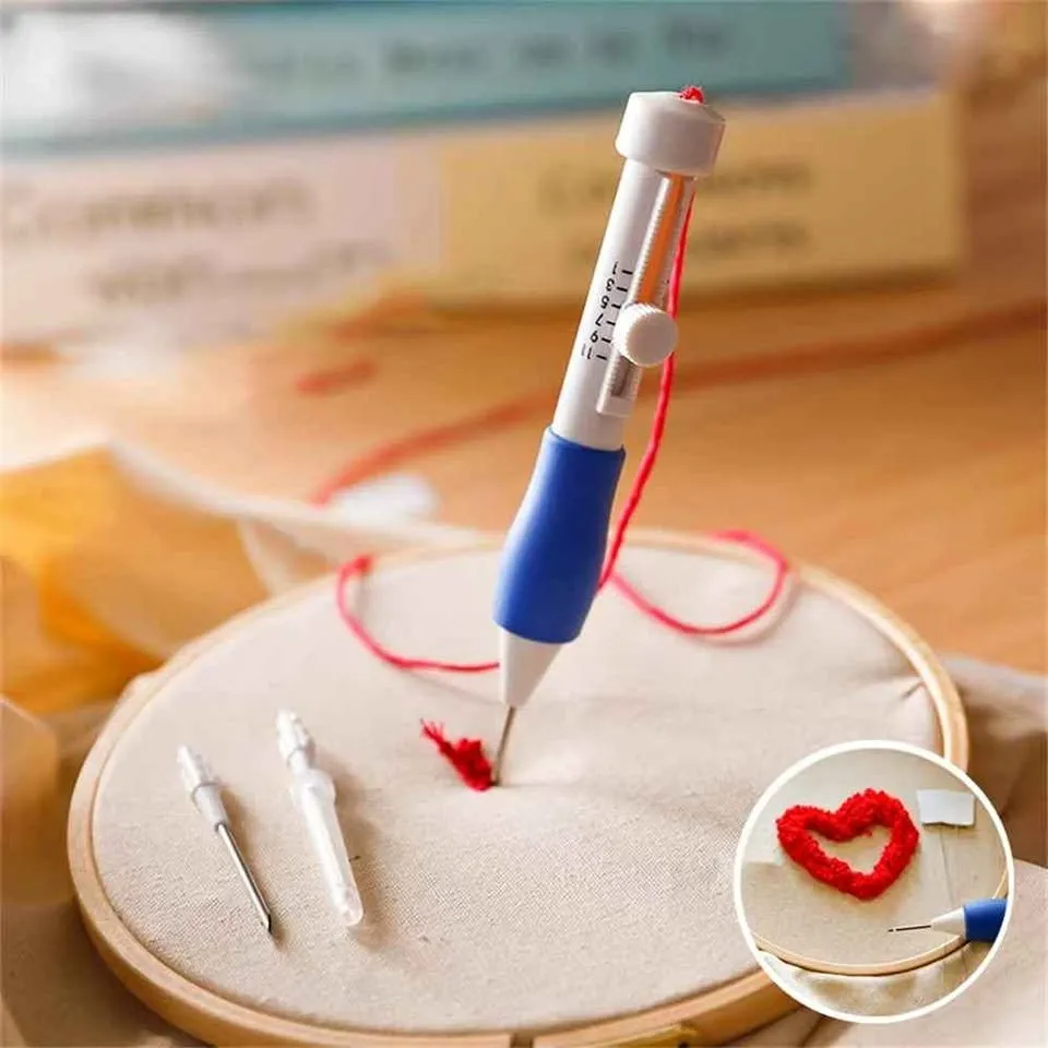 Embroidery Knitting Poke Pin Pen Kit Stitching Tool Punch Needle Magic Embroidery Needle Pen DIY - photo 1