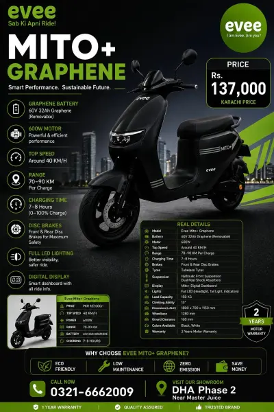 🛵 EVEE MITO+ BRAND NEW For Sale in DHA Defence Phase 2 | Karachi Ads