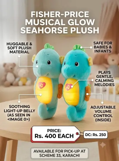 Fisher-Price Musical Glow Seahorse Plush for Babies! 👶✨ For Sale in Scheme 33 | Karachi Ads