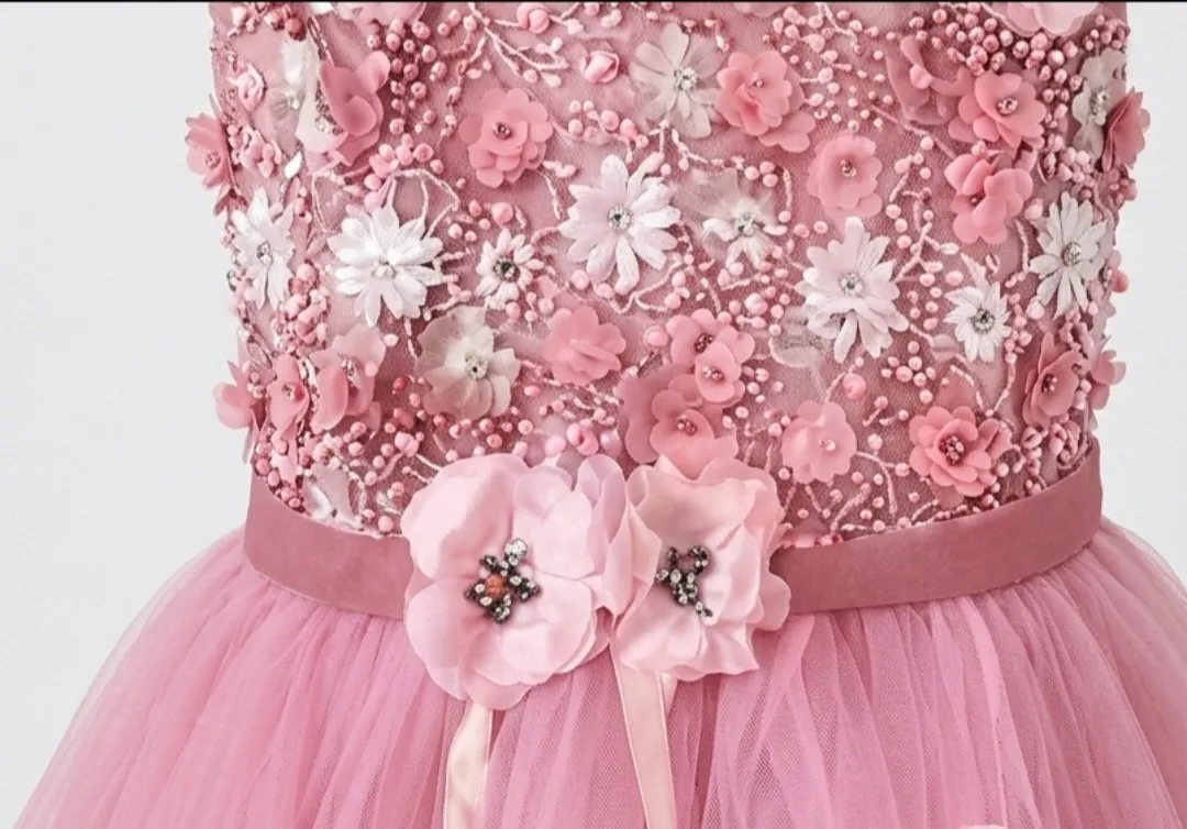 Fusty pink floral princess pink gown for 14 to 15 yeard old girls - photo 3