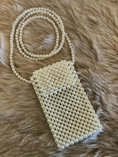 Handmade Pearl Beaded Side Pouch – Elegant & Stylish ✨
