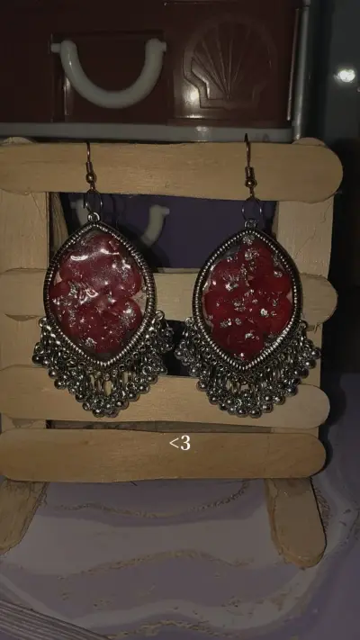 Handmade Resin Jhumka Earrings – Beautiful & Unique Design ✨