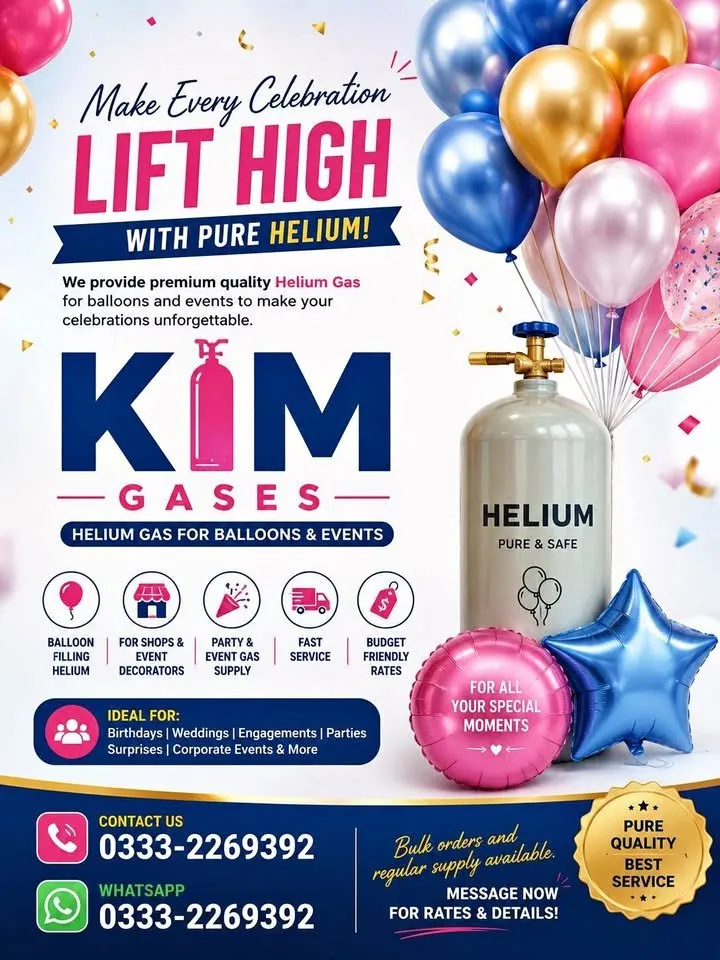 Helium Gas Available for Balloons & Events For Sale in Gulistan-e-Jauhar | Karachi Ads - photo 1