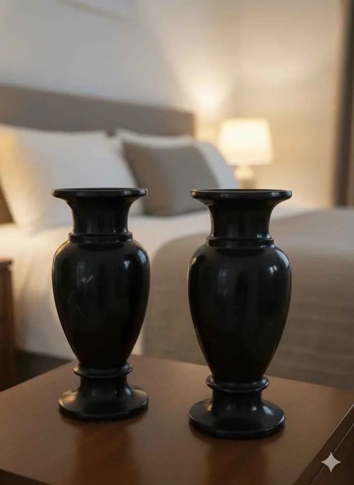 Jet Black Marble Vases for home decor & Gift items, Luxury Marble Vases - photo 4