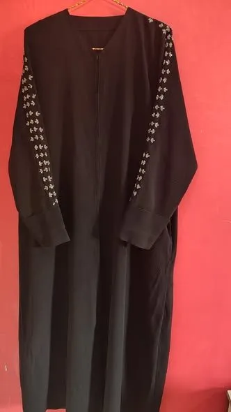 Jut black crinkle Georgette abaya - photo 1