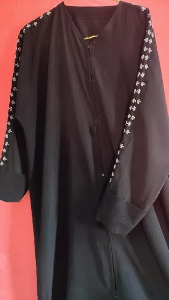Jut black crinkle Georgette abaya - photo 2