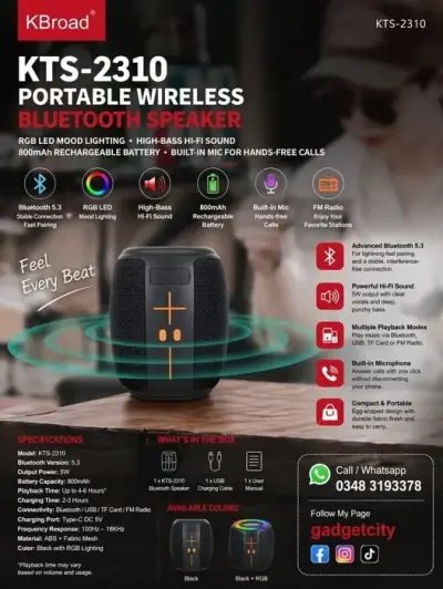 KTS-2310 Portable Wireless Bluetooth Speaker