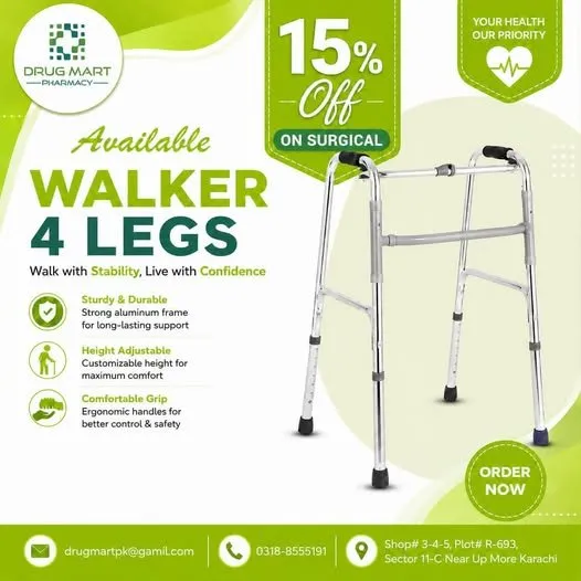 Lightweight 4-leg walker for seniors and mobility support in Karachi - photo 1