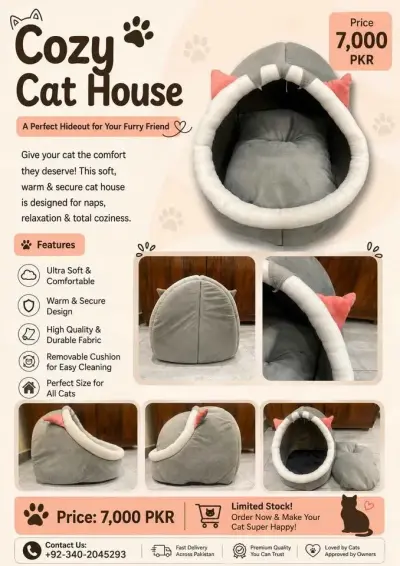 Luxury Cozy Cat House – Premium Cat Bed For Sale in Gulistan-e-Jauhar | Karachi Ads - photo 5