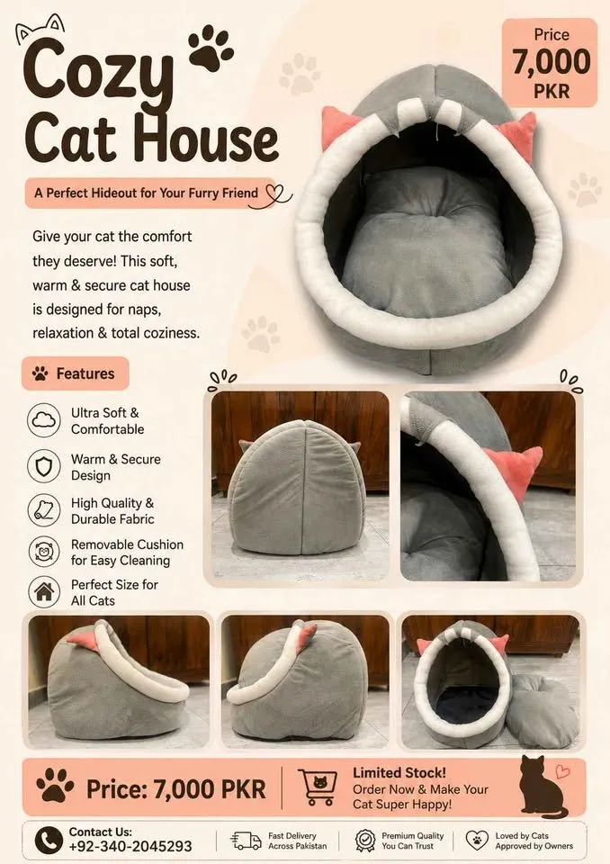 Luxury Cozy Cat House – Premium Cat Bed For Sale in Gulistan-e-Jauhar | Karachi Ads - photo 5