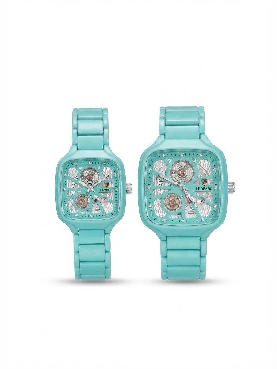Luxury Turquoise Couple Watches – Stylish Matching Wristwatch Set - photo 1