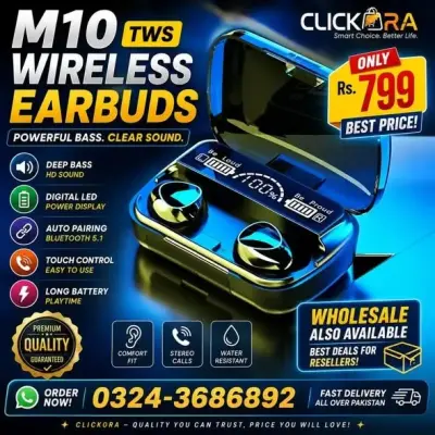 🎧 M10 TWS WIRELESS EARBUDS