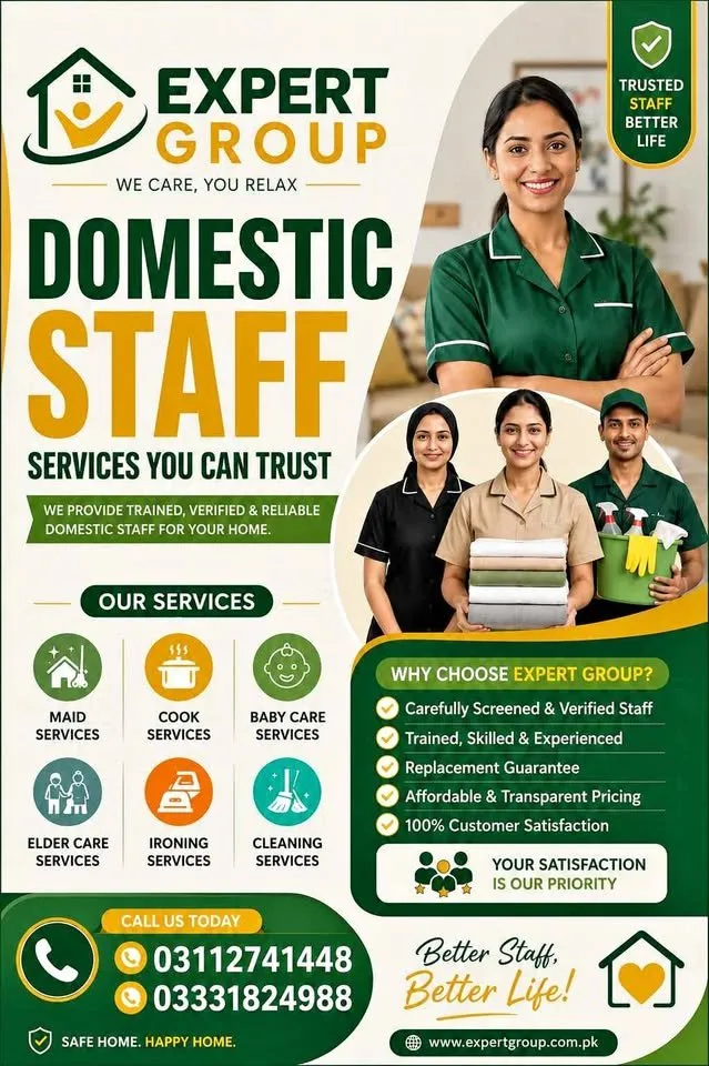 Maid,cook, patient Attendant, baby sitter in Gulistan-e-Jauhar | Karachi Ads - photo 1