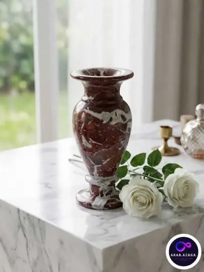 Marble vases for decoration Red zebra marble vases | Vases for flowers, gifts, decor items - photo 5
