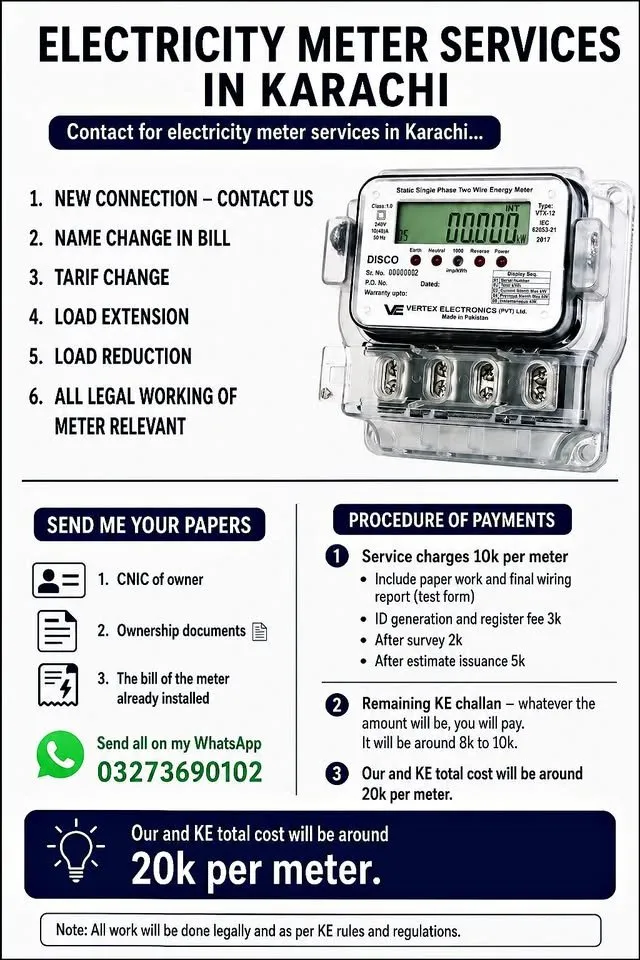 meter services provider new connection in Gulistan-e-Jauhar | Karachi Ads - photo 1