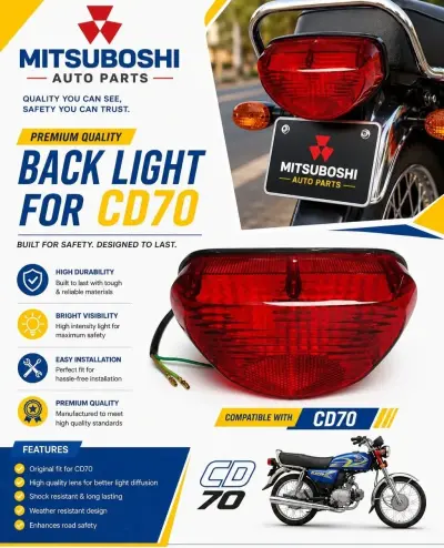 MITSU Presents Back Light for CD70 motorcycle. For Sale in Shahra-e-Faisal | Karachi Ads